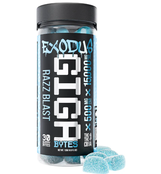 Exodus Gigabyte Razz Blast THC-A Gummies – 15,000mg